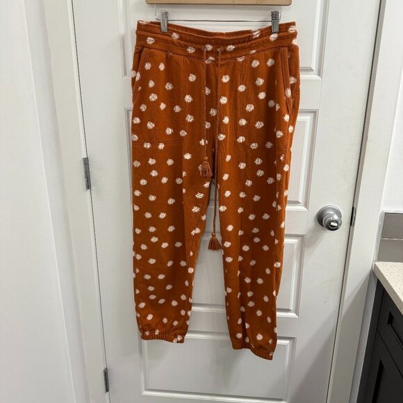 Anthropologie Daily Practice Polka Dot Tassel Joggers Rust BRN Motif Medium - Picture 1 of 3